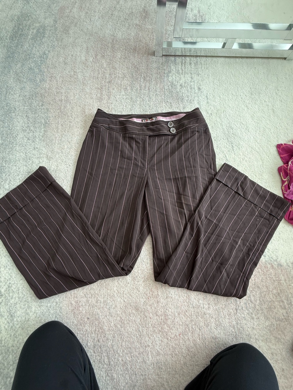 Dalia Brown Pinstriped Women's Trousers